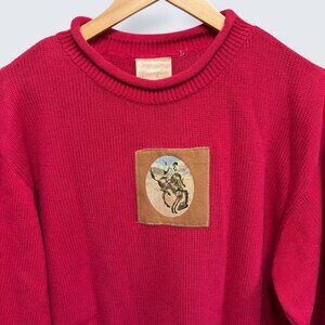 Rollneck Women's VTG Knit Sweater Embroidered Bull Rider Patch Coastal‎ Cowgirl